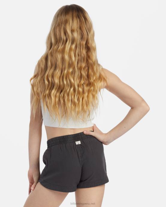 chicas apagado negro Billabong pantalones cortos con cintura elástica locos por ti 04LD2599