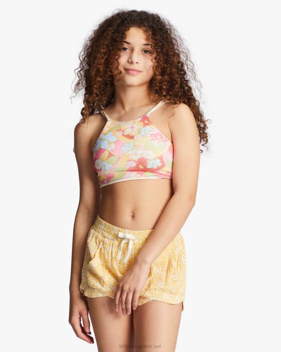 chicas durazno dorado Billabong pantalones cortos con cintura elástica locos por ti 04LD2719