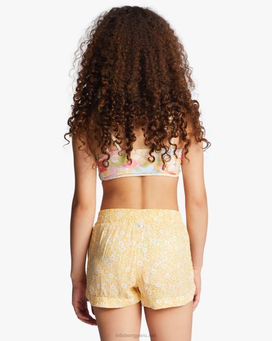 chicas durazno dorado Billabong pantalones cortos con cintura elástica locos por ti 04LD2719
