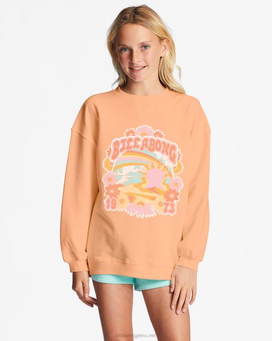 chicas melón claro Billabong sudadera haciendo olas con cuello redondo 04LD2658