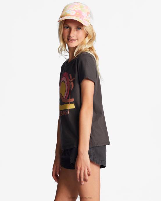 chicas apagado negro Billabong 4-16 camiseta oversize levantada 04LD2769