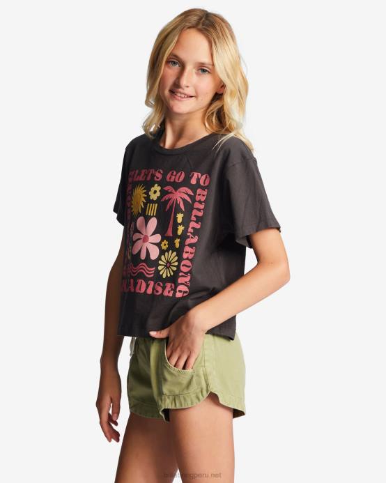 chicas apagado negro Billabong 4-16 let go to paradise camiseta cuadrada 04LD2681