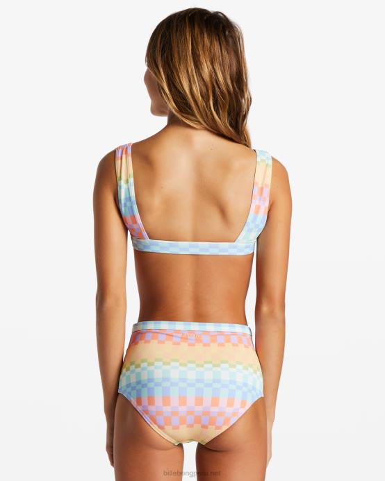 chicas multi Billabong bikini sin mangas de dos piezas Paradise Check 04LD2610