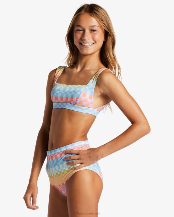 chicas multi Billabong bikini sin mangas de dos piezas Paradise Check 04LD2610
