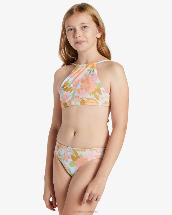 chicas multi Billabong conjunto de bikini de cuello alto de dos piezas deslumbrante 04LD2672