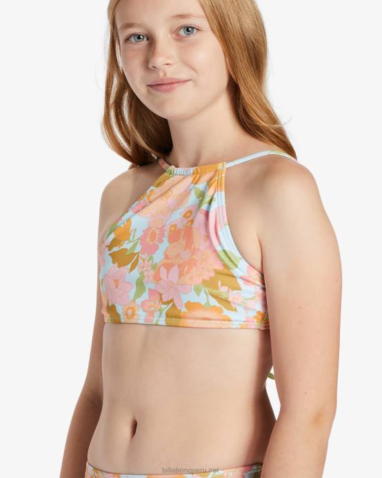 chicas multi Billabong conjunto de bikini de cuello alto de dos piezas deslumbrante 04LD2672