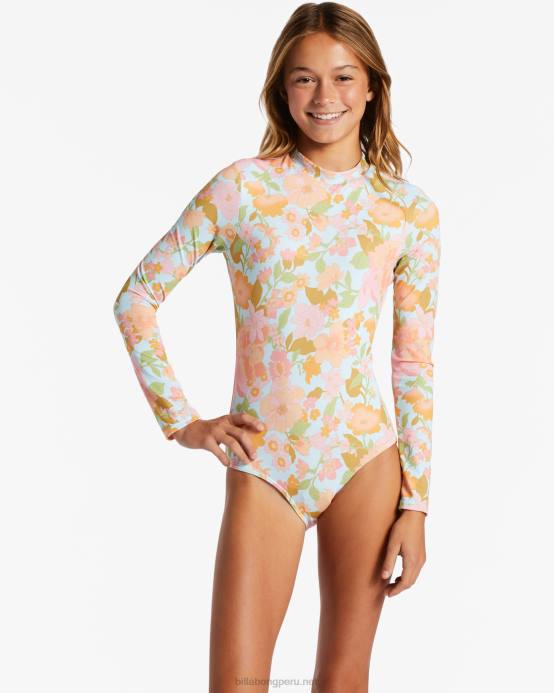 chicas multi Billabong rashguard de una pieza de manga larga soplado lejos 04LD2666