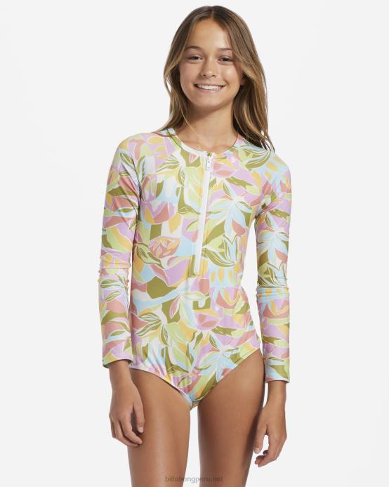 chicas multi Billabong traje de baño de una pieza de manga larga upf 50 de tropic crush 04LD2604