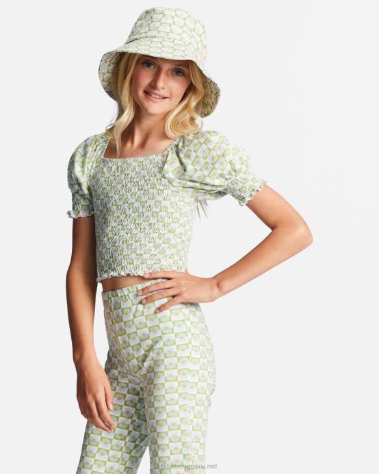 chicas prado de musgo Billabong 4-16 playera con manga abullonada de arenas costeras 04LD2737