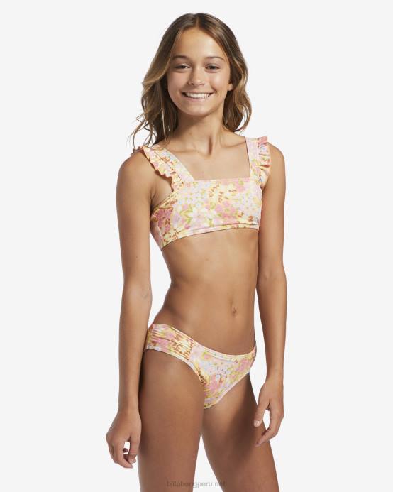 chicas durazno dorado Billabong 4-16 traje de baño de dos piezas con tanque de ensueño de primavera 04LD2709