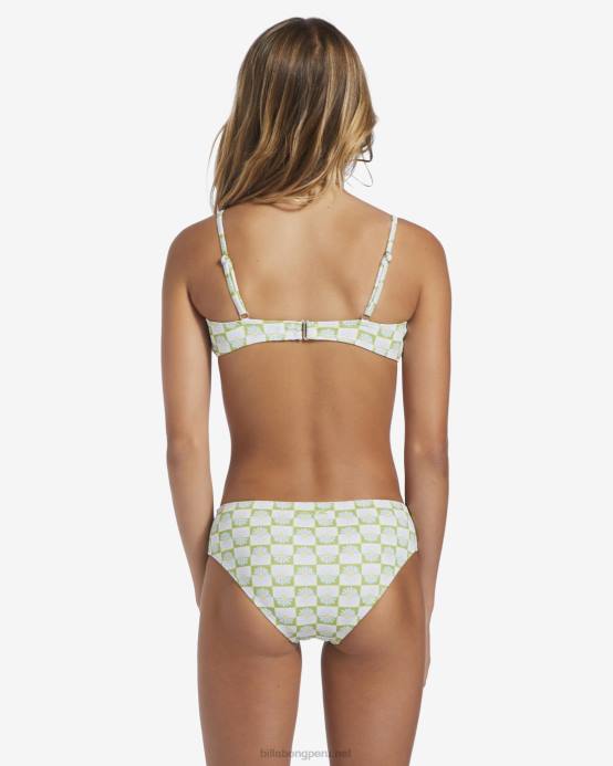 chicas prado de musgo Billabong 4-16 Daze All Day conjunto de baño de dos piezas fruncido 04LD2726