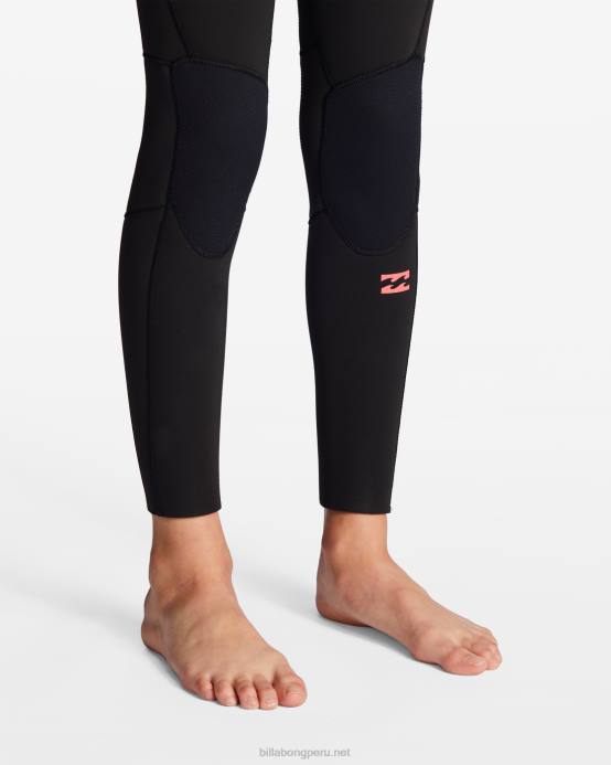 chicas negro salvaje Billabong Traje de neopreno completo con capucha y cremallera en el pecho 5/4 Synergy 04LD2741