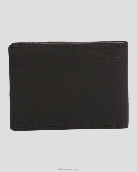 hombres grano negro Billabong cartera de dos pliegues slim Downtown 04LD841