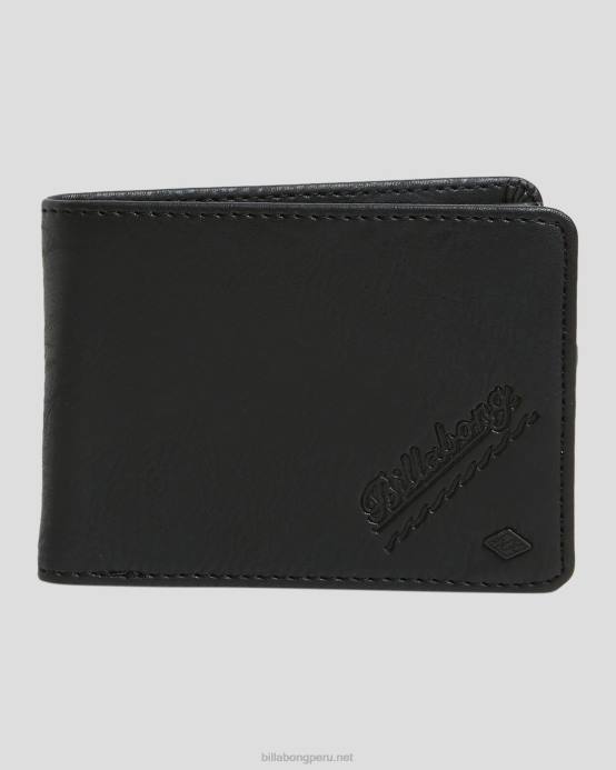 hombres negro Billabong billetera con doble pliegue line up 04LD842