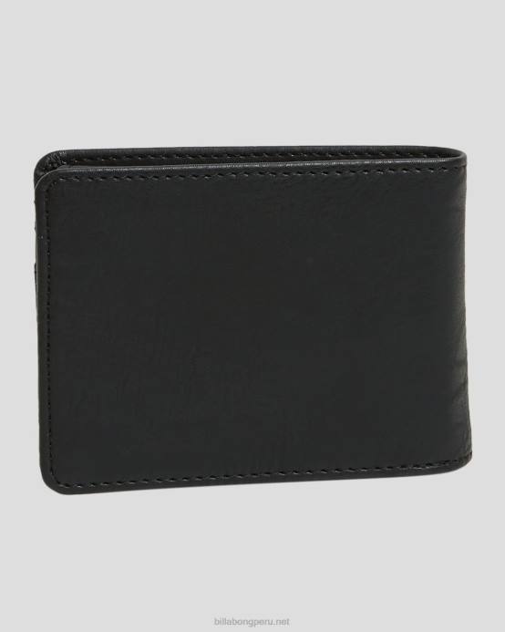 hombres negro Billabong billetera con doble pliegue line up 04LD842
