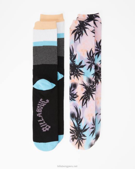 hombres multi Billabong Pack de 2 pares de calcetines tie-dye 04LD738