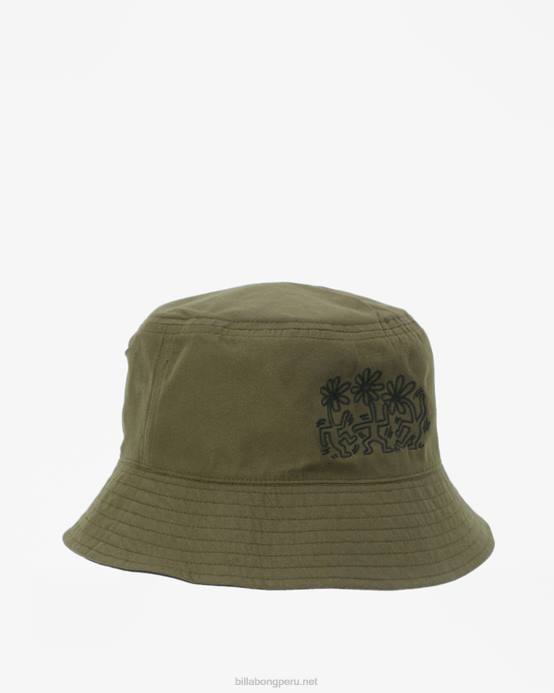 hombres negro militar Billabong sombrero de pescador reversible jam de keith haring 04LD709
