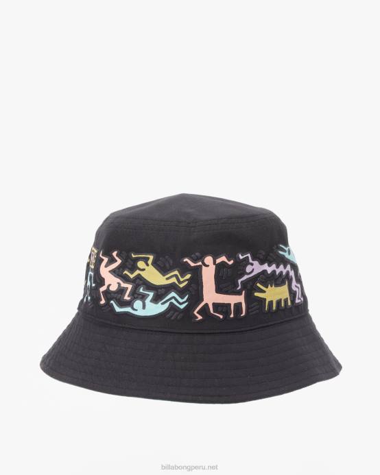 hombres negro militar Billabong sombrero de pescador reversible jam de keith haring 04LD709