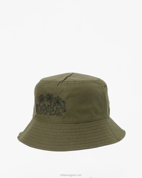 hombres negro militar Billabong sombrero de pescador reversible jam de keith haring 04LD709