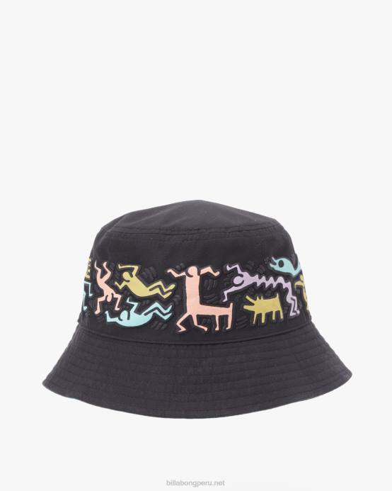 hombres negro militar Billabong sombrero de pescador reversible jam de keith haring 04LD709