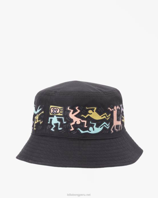 hombres negro militar Billabong sombrero de pescador reversible jam de keith haring 04LD709