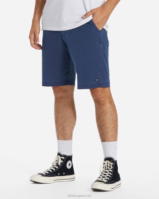 hombres índigo Billabong shorts sumergibles híbridos de 18'' lavados con olas crossfire 04LD450