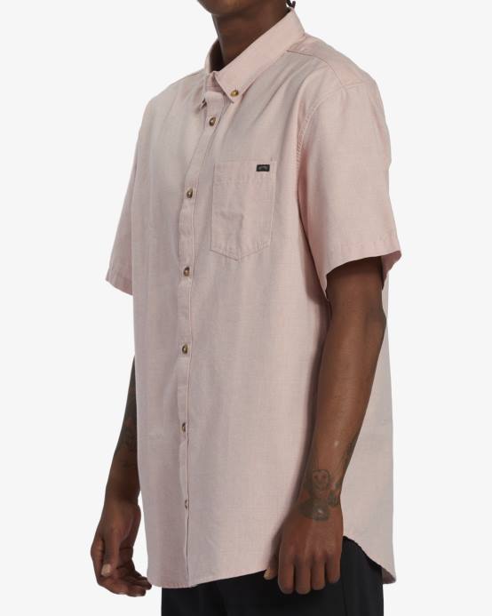 hombres Rosa empolvado Billabong camisa de manga corta todo el día 04LD314