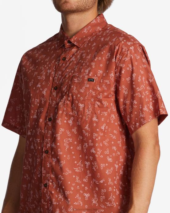 hombres arcilla roja Billabong mini camisa de manga corta de los domingos 04LD614