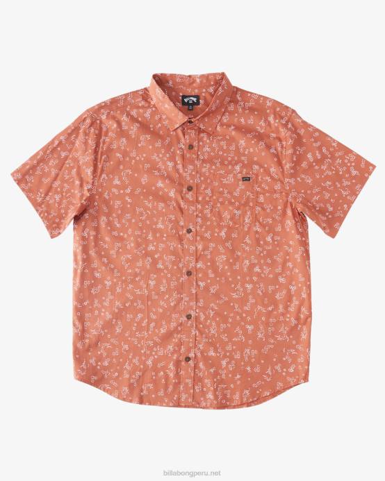 hombres arcilla roja Billabong mini camisa de manga corta de los domingos 04LD614