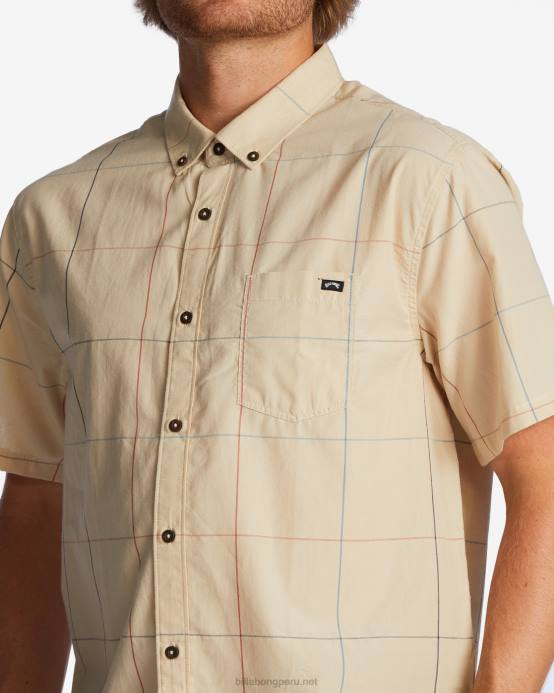 hombres arena Billabong camisa de manga corta a cuadros todo el día 04LD647