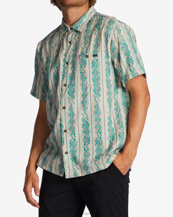 hombres arena Billabong camisa de manga corta en jacquard de los domingos 04LD650