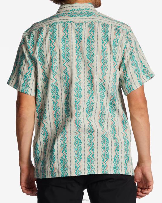 hombres arena Billabong camisa de manga corta en jacquard de los domingos 04LD650
