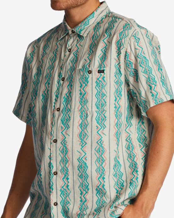 hombres arena Billabong camisa de manga corta en jacquard de los domingos 04LD650