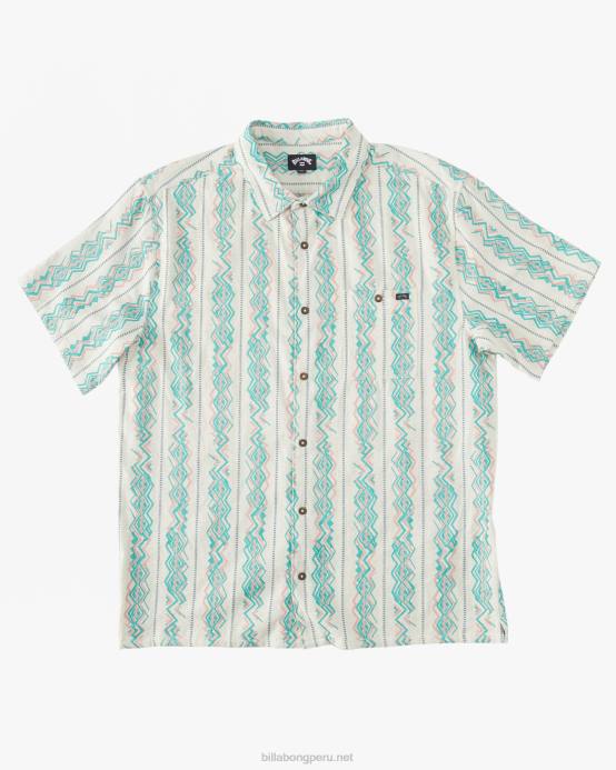 hombres arena Billabong camisa de manga corta en jacquard de los domingos 04LD650