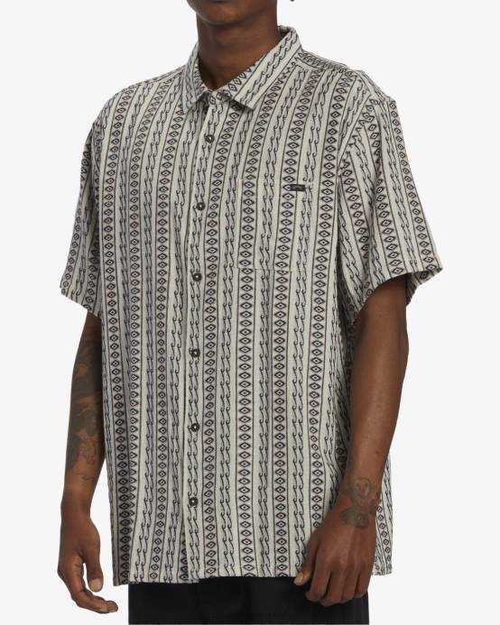 hombres avena Billabong camisa de manga corta en jacquard de los domingos 04LD358