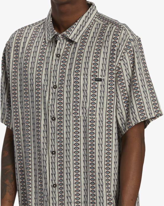 hombres avena Billabong camisa de manga corta en jacquard de los domingos 04LD358