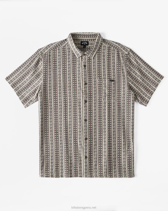 hombres avena Billabong camisa de manga corta en jacquard de los domingos 04LD358
