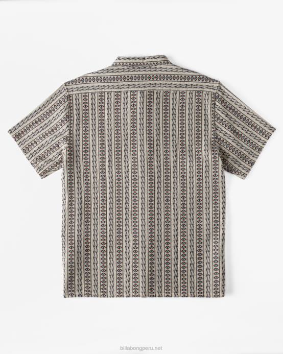 hombres avena Billabong camisa de manga corta en jacquard de los domingos 04LD358
