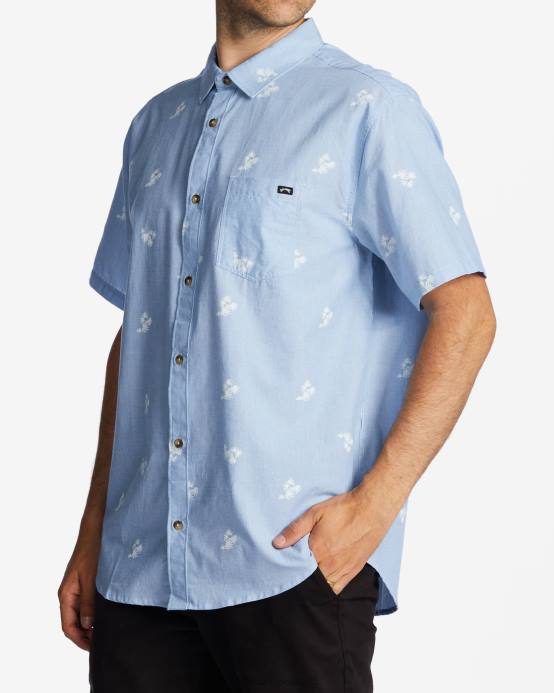 hombres azul claro Billabong mini camisa de manga corta de los domingos 04LD556