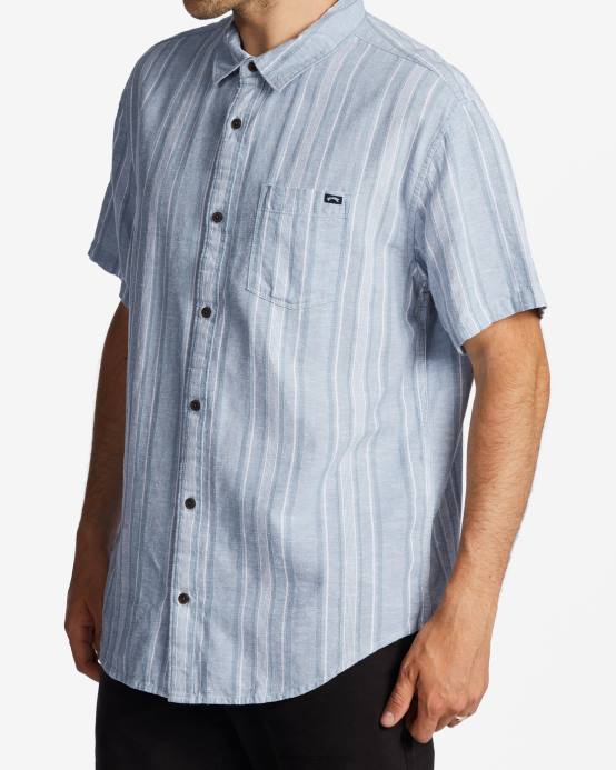 hombres azul lavado Billabong camisa de manga corta de cáñamo diaria 04LD423