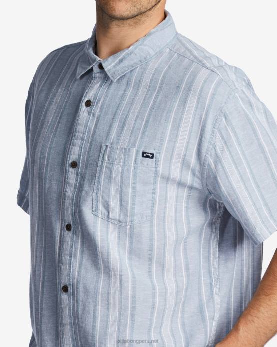 hombres azul lavado Billabong camisa de manga corta de cáñamo diaria 04LD423