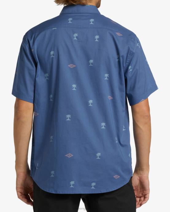 hombres azul polvoriento Billabong mini camisa de manga corta de los domingos 04LD343