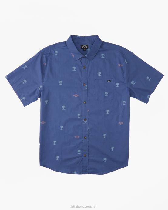 hombres azul polvoriento Billabong mini camisa de manga corta de los domingos 04LD343