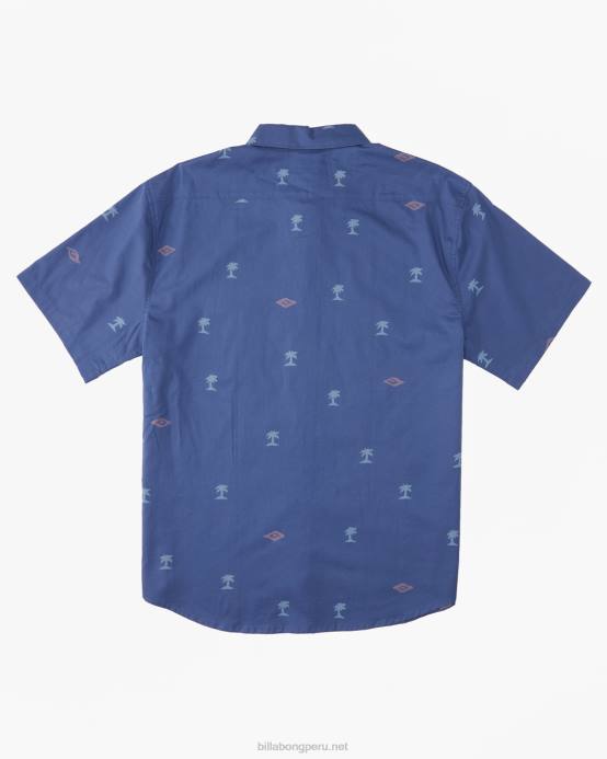 hombres azul polvoriento Billabong mini camisa de manga corta de los domingos 04LD343