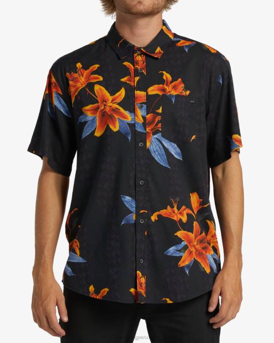 hombres carbón Billabong camisa de manga corta de los domingos 04LD395