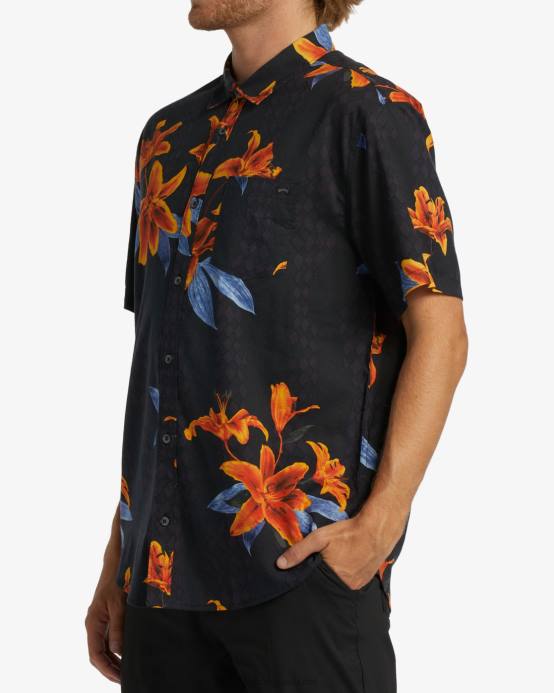 hombres carbón Billabong camisa de manga corta de los domingos 04LD395
