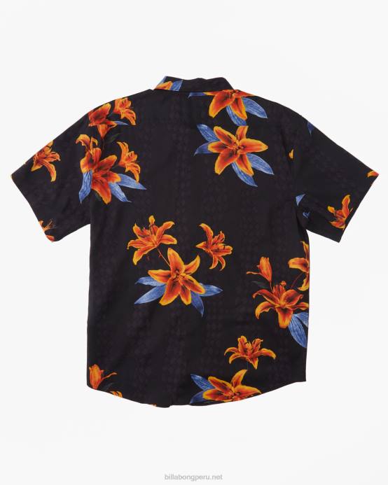 hombres carbón Billabong camisa de manga corta de los domingos 04LD395