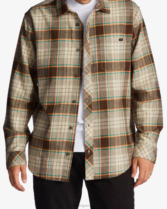 hombres chino Billabong camisa de franela de la costa 04LD628