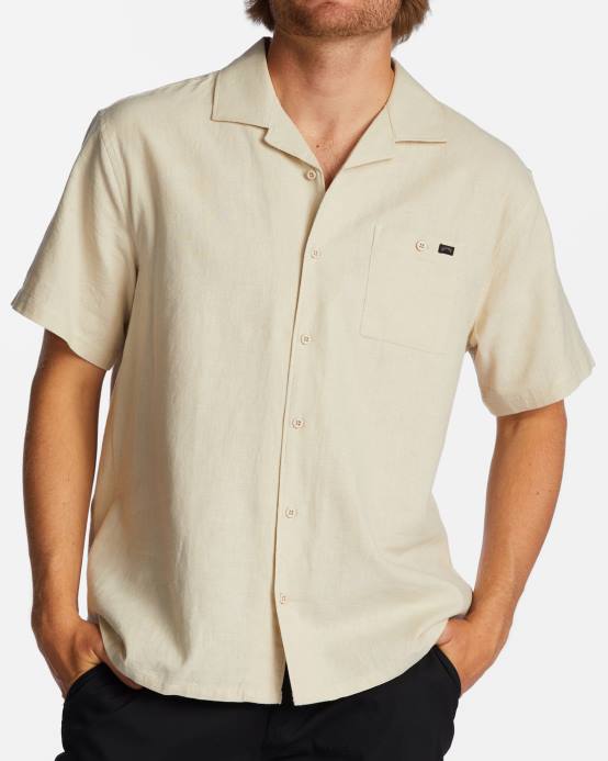 hombres chino Billabong camisa de manga corta de cáñamo vacay 04LD369