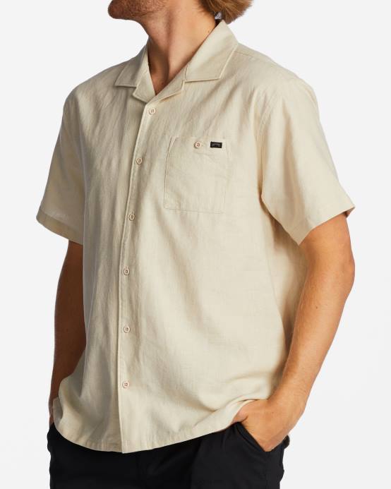 hombres chino Billabong camisa de manga corta de cáñamo vacay 04LD369